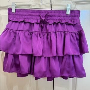 WORN ONCE! day+moon purple satin skirt with shorts underneath!!!